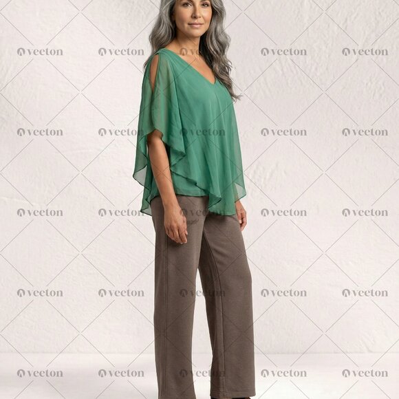 Studio 1940 Vintage Flowy Silky Sage Green Sleeveless Light & Airy Blouse - Picture 5 of 14